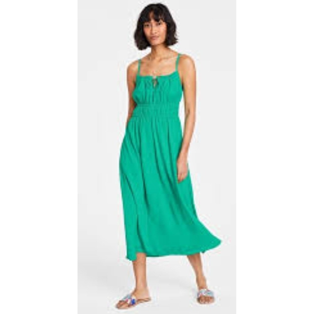 On 34th Sleeveless Tie Front Midi Dress Womens Sz L Plume Teak Coastal